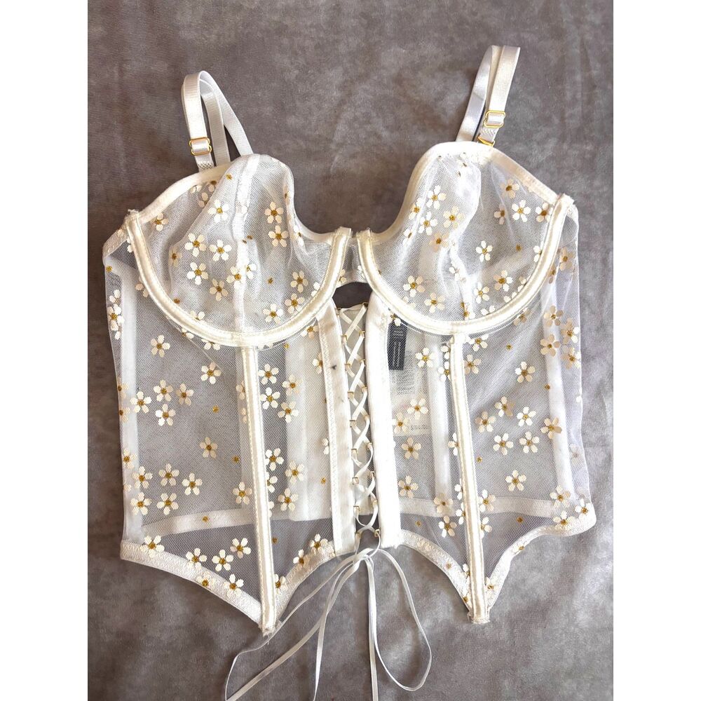Sheer Daisy Print Corset -BodyRage- Hot Topic - Size Medium